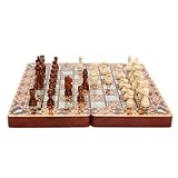 Schachbrett Premium-Schach, faltbares Schachspiel, geistiges Unterhaltungsspiel, tragbar, 3-in-1, Luxus-Ritter-Dame-Geschenk brettspirle(Brown1)