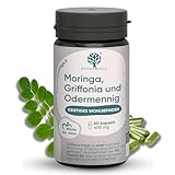 Extrakt Griffonia 5 HTP Serotonin Vorstufe | Formel mit Zitrusfrucht Bachblüte Vitamin B6 Moringa | Einzigartig in Italien | Angst Stress Ergänzung | RedMoringa® (60 Kapseln)