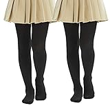 MANZI 2 Paar Kinder Mädchen Thermo Strumpfhose 400 DEN,Winter Warm Fleece Gefütterte Ultra Weich Blickdichte Strumpfhosen（Schwarz，XL
