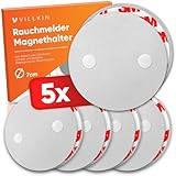 Villkin Rauchmelder Magnethalter - 5 Stück, ∅ 7cm - Magnetische Halterung für Feuer- und Rauchmelder ohne Bohren für alle Oberflächen – Schnelle und einfache Montage (5X, 7cm Durchmesser)