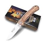 Joker Klappmesser Cocker NO134, olivnholz Griff, Klinge 9 cm MOVA, mit Lederband, Fischen, Camping- und Wanderwerkzeug