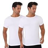 UNDEREA – Unterhemd Herren, 100% Baumwolle, Rundhals Business Kurzarm Unterziehshirt | 2er Pack Herren Unterhemden Weiss | Atmungsaktiv & Weich Tank Top Herren (L)