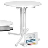 Beautissu Bistrotisch Outdoor Rund Ø 80 cm – Beistelltisch Balkontisch Stabiler Gartentisch Rund Klappbar 70 cm hoch – Campingtisch Partytisch Esstisch Gastro – Weiß Bistroni
