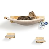 WOOWOOD® Kletterwand Katzen inkl. 2X Katzentreppe Wand [Extra Stabil] I Kratzbaum Wand I Hängematte Katze I Katzenwand I Wandkratzbaum I Katzenmöbel I Katzen Kletterwand I Katzenhängematte Wand