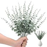 Künstliche Eukalyptusblätter Deko, 30 Stück Künstliche Eukalyptus Zweige Kunstpflanzen Eukalyptusstiel Silberdollar Gefälschte Pflanze für Garten Hochzeit Party Home Dekoration Zubehör 38 cm Grün