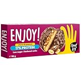 Feel FIT ENJOY! Choco & Peanut, Protein Kekse mit Erdnuss Creme und Erdnüssen in Milchschokolade ohne Zuckerzusatz, Low-Carb & Keto-freundlich Süßigkeiten, Kekse für Diabetiker, Protein Snacks, 96 g