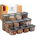 Gezella Luftdichte Vorratsdosen mit Deckel [12er-Set] – Stapelbare & Platzsparende Aufbewahrungsboxen für die Küche – Perfekt für Mehl, Nudeln, Müsli & mehr – Vorratsbehälter Set in Anthrazit