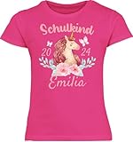 T-Shirt Mädchen - Einschulung - Schulkind Einhorn 2024-140 (9/11 Jahre) - Fuchsia - einschulungsshirts Schule Name Shirts einschulungsshirt Outfit 1.Schultag Einschulung-Schulkind Schulanfang