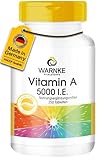Vitamin A 5000 I.E - 1500µg Retinol (Retinylacetat) pro Tablette - 250 Tabletten - hochdosiert & vegan | Warnke Vitalstoffe - Deutsche Apothekenqualität