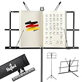 Notenständer Kinder & Erwachsene - Klappbar Stabil (2 in 1 Doppelnutzung für Tisch + Stand) Notenständer Gitarre (Höhenverstellbar) Notenpult mit Tasche - Music Stand Tischnotenständer + Noten Ständer
