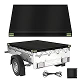 LUZIYUN Anhängerplane 214x122x13 cm,Abdeckplane für Anhänger,420D Oxford Material, Wasserdicht,Winddicht,Sonnenschutz, Reißfest,mit 8M Planenseil und Reflexstreifen,Geeignet für 750kg PKW Autoanhänger