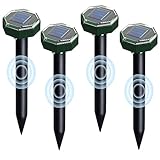 Maulwurfschreck, Ultraschall, 4 Stück, Ultraschall, IP65, wasserdicht, Solar-Maulwurfabwehr, Maulwurfabwehr, Gopher, Schlange, für die Schädlingsbekämpfung von Garten, Rasen