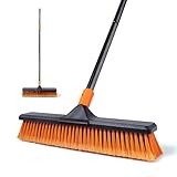 CLEANHOME Besen mit Stiel, Bodenbürste 2-1, 166cm, Orange, Metall & Kunststoff, Garten, harter Boden, strapazierfähig, verformungsbeständig, rostbeständig