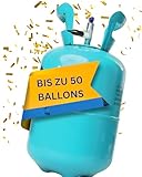 Ballongas [für 50 Luftballons]– Helium Balloon Gas für bis zu [50 Luftballons] – Ballongas - Helium Gasflasche XXL inkl. STAHLMANN ® Informationsblatt