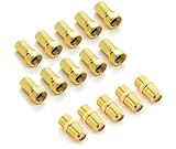 Erioscar 5 Paare F-Stecker Set - 8x7mm, 5X Verbinder & 10x F-Stecker 7mm Buchse auf Koax Stecker Verbinder Koaxialkabel verlängern, Breite Mutter mit Gummidichtung für Sat Kabel BK Anlagen