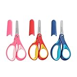 JARVISTAR Kinder Sicherheit Schere,3 Stück Kinderschere Sicherheitsschere Papierschere Bastelschere Gerundete Klingen Schulschere Klein Schere Set für Jungen Mädchen DIY 13 CM (Blau/Rosa/Rot)