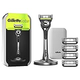 Gillette Labs Nassrasierer Herren, Rasierer mit Reinigungs-Element + Reise-Etui zur Aufbewahrung für unterwegs + 5 Rasierklingen, Geschenk für Männer, Premium-Magnetdock, 1 stück (1er Pack)