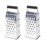 2er Set Edelstahl Vierkantreibe 10,5 x 8 x 24 cm Küchenreibe Vierkant Käsereibe Reibe Raspel Hobel Universalreibe