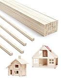 Anvin 50 Stück Balsaholzstäbchen Quadratisch Holzdübel Unlackierte Hartholzstreifen Natürliche Lange Holzhandwerksstöcke Taktstock für DIY Handwerk Modellbau (6 x 6 x 300 mm)