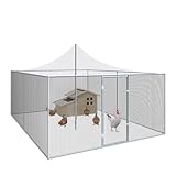 IDMarket - Voliere 12 m² Gehege Hühnerstall 3 x 4 m Laufgitter Dach Netz Stahl verzinkt