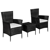 Juroupi 3-TLG. Bistro-Set Balkonset Bistrotisch Outdoor BalkonmöBel Bistro Set Outdoor Poly Rattan Schwarz