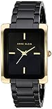 Anne Klein Women's Ceramic Bracelet Watch Black/Gold