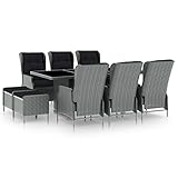 LIANGDONFC Balkon setbalkonmöbel、Lounge Sessel outdoor9-tlg. Garten-Essgruppe mit Auflagen Poly Rattan HellgrauIdeal für Terrassen, Gärten