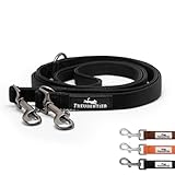 FREUDENTIER Hundeleine 2m – Verstellbare Führleine - Weich gepolstert, liegt angenehm in der Hand - Robuste Leine Hund für mittelgroße & große Hunde - Model Clyde (Schwarz, 25mm)