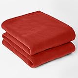 DREAMSCENE Fleece-Überwurf einfarbig 150 x 200 cm Rot 100 Prozent Polyester-Polarfleece Large PFTRE111