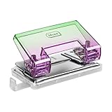 Idena 11361 - Locher mit Anschlagschiene, bis zu 10 Blätter, in Lila-Grün, Größe ca. 11,3 x 6 x 5,2 cm, geeignet für Schule und Büro