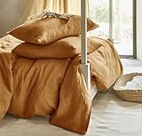 Interior by Hakito 100% Natur Leinen Bettwäsche Set - GOTS Zertifiziert - atmungsaktiv & temperaturregulierend, nachhaltig, weich, langlebig (Terrakotta, 200x220cm, 80x80cm)