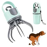 Hundekotaufnehmer mit Tütenspender, Portable 6-Klauen Kotzange, Berührungslose Abholung für Kleine, Mittlere & GroßE Hunde, Tragbarer Kot Greifer mit Lanyard für Spaziergänge,Camping & Outdoor-Nutzung