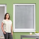 empasa Sonnenschutz Fenster Insektenschutz Hitzeschutz Fliegengitter, selbstklebendes Klettband, individuell zuschneidbar, max. 130 x 150 cm, aluminiumbeschichtetes Polyester Gewebe Schwarz/Silber