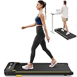 UREVO doppelter Stoßdämpfend Laufband, 1-6km/h Kompaktes Design Walking pad mit Fernbedienung und LED-Anzeige, Leicht Laufband Schreibtisch für Zuhause/Büro