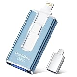 SUDEHO USB Stick 256 GB für iPhone, MFi-zertifizierter 4-in-1 Speicherstick für iPhone/iPad/Android/PC, Flash-Laufwerk mit Plug-and-Play Backup für Fotos & Videos, schnelle Übertragung, Aschblau