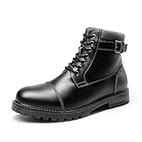 Bruno Marc Herren Motorrad Stiefel Chukka Stiefeletten Biker Freizeitschuhe Boots,Size 43.5,Schwarz,ENGLE-05