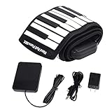 Bnineteenteam Roll Up Piano, Tragbare 88 Tasten elektronische Tastatur Handrolling Klavier in 1100 mAh li auf Batterie eingebaut Musikinstrument