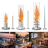 Froadp Tischkamin für Indoor und Outdoor|56x13cm-Silber|Tischfeuer Rauchfrei Flamme Einstellbar|Bioethanolkamin aus Edelstahl|Verlängerter Brenndauer|Balkon Deko Gartendeko