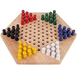 Drfeify Mini Chinese Checkers Brettspiel Kids Classic Halma Colourful Wooden Educaional Brettspiel Indoor Outdoor Family Game Chess Accessories