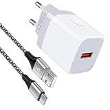 USB Ladegerät,18W USB Schnellladegerät Quick Charge 3.0 USB Netzteil mit USB C Ladekabel 1M,USB Stecker Ladestecke für Samsung Galaxy A55/A15/A35/A25/S24/S23/S22/S21/S20/S10/S9/A52/A54,Huawei,XiaoMi