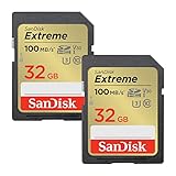 SanDisk Extreme SDHC UHS-I Speicherkarte 2er-Pack 32 GB (V30, 100 MB/s Übertragung, U3, 4K UHD Videos, wasserdicht, stoßfest, temperaturbeständig)