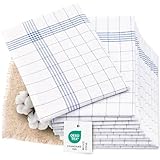 ZOLLNER 12er Set Geschirrtücher Halbleinen in 50x70 cm - super saugstarke und fusselfreie Küchentücher – waschbar bis 95°C – in blau weiß kariert - Gastronomiequalität - Oeko Tex® Zertifiziert