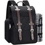 Picknick-Rucksack für 4 Personen mit großer isolierter Kühltasche, Picknickkorb-Set mit Weinbeutel, wasserdichte Picknickdecke & Besteck-Set. Perfekt für Strand, Party, Hochzeitsgeschenk für Paare