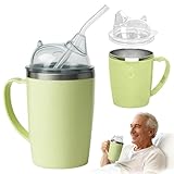 FARYODI 3-in-1 Schnabeltasse Senioren, 350ml Schnabeltasse mit Griff und 30cm Strohhalm, für Erwachsene mit Behinderungen, Schwangere und Ältere Menschen