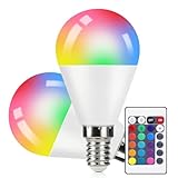 Kowanie RGB Glühbirne mit Fernbedienung E14 LED Lampe - 2er-Pack 3000K Warmweiß Edison Bulb 4W LED Farbwechsel Leuchtmittel Dimmbar Farbige Birne Dec für Party Bar KTV - 15 Farbe 4 Dynamic Modes