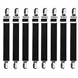Fenrad Bettlakenspanner Verstellbar 8 Stück, Betttuchspanner mit Metallclips Elastische Lakenspanner Spannbettlakenhalter Matratzenspanner für Ecken von Bett, Krippe, Bügelbrett, Matratze