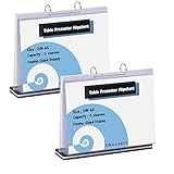 TUKA-i-AKUT 2er A5 Tisch-Flipchart aus Acryl mit Basis, Beidseitig Präsentation Flipchart, Aufstellringbuch, 6 Hüllen T Form Desktop Flip Chart, Tischaufsteller A5 Quer Format, TKD8210-A5-2x