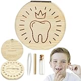 GAROMIA Zahndose Milchzähne Jungen Zahnbox Holz Milchzähne Milchzahndose Jungen Mädchen Zahndose Souvenir Box Milchzahn Aufbewahrungsbox Zähne Zahndose Milchzähne Jungen Kinder Milchzahndose