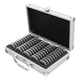 SOPOTUTU Münzkoffer Metall mit Deckel für Münzsammler Kompakte Münzbox mit Fächern zur Aufbewahrung und Präsentation von Medaillen und Abzeichen Platzsparende Sammlervitrine