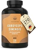 Cordyceps Kapseln hochdosiert - 270 Stück (650mg) - 1950mg pro Tag (10:1 Extrakt) - mit 40% bioaktiven Polysacchariden - Vegan & Deutsche Produktion - TRUE NATURE®